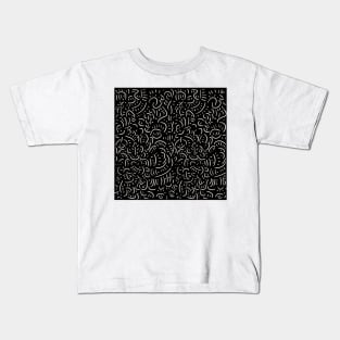 Simple graphic pattern with short lines, white on black Kids T-Shirt